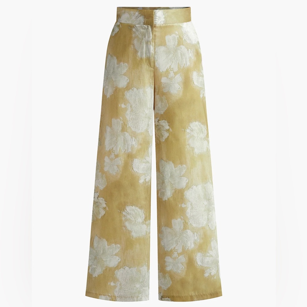Commense Gold Floral Wide-Leg Pants